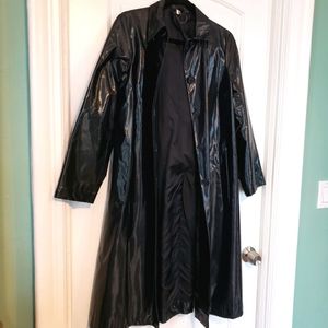 Y2k Style Navy Vinyl Trenchcoat